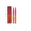 Creative Co-Op 2-Piece Unscented Twisted Taper Candles, Fuchsia and Orange