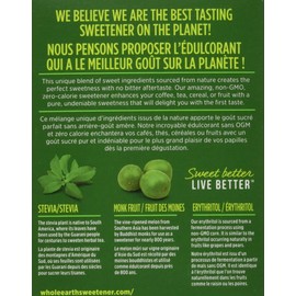 Whole Earth Sweetener Company Stevia & Monk Fruit Sweetener, Erythritol Sweetener, Sweet Leaf Stevia Packets, Sugar Substitute, Natural Sweetener, 40-Count