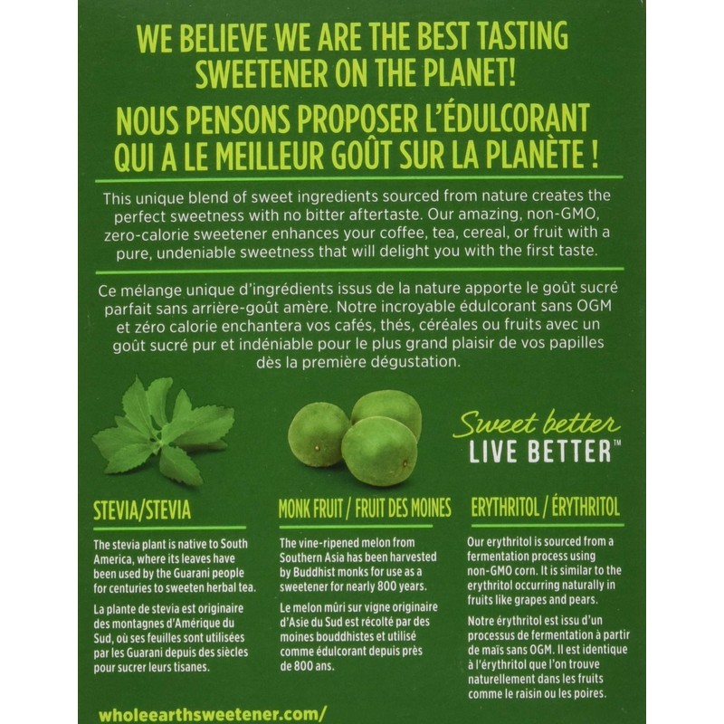 Whole Earth Sweetener Company Stevia & Monk Fruit Sweetener, Erythritol
