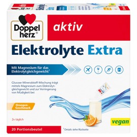 Doppelherz Electrolyte Extra - with Orange Flavour | Magnesium contributes to electrolyte balance and reduce fatigue. Vegan - 20 sachets
