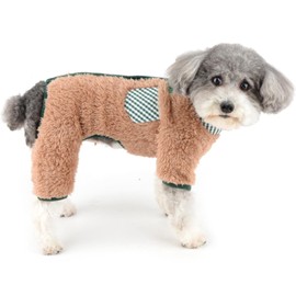 RANPHY Dog Clothes, Autumn, Winter, Dog Clothes, Back Opening, Zipper, Romper for Dogs, Cute, Thick Fleece Pajamas, 4 Legged Clothes, Fluffy, Warm Autumn and Winter Clothes, With Sleeves, Ultra-Small