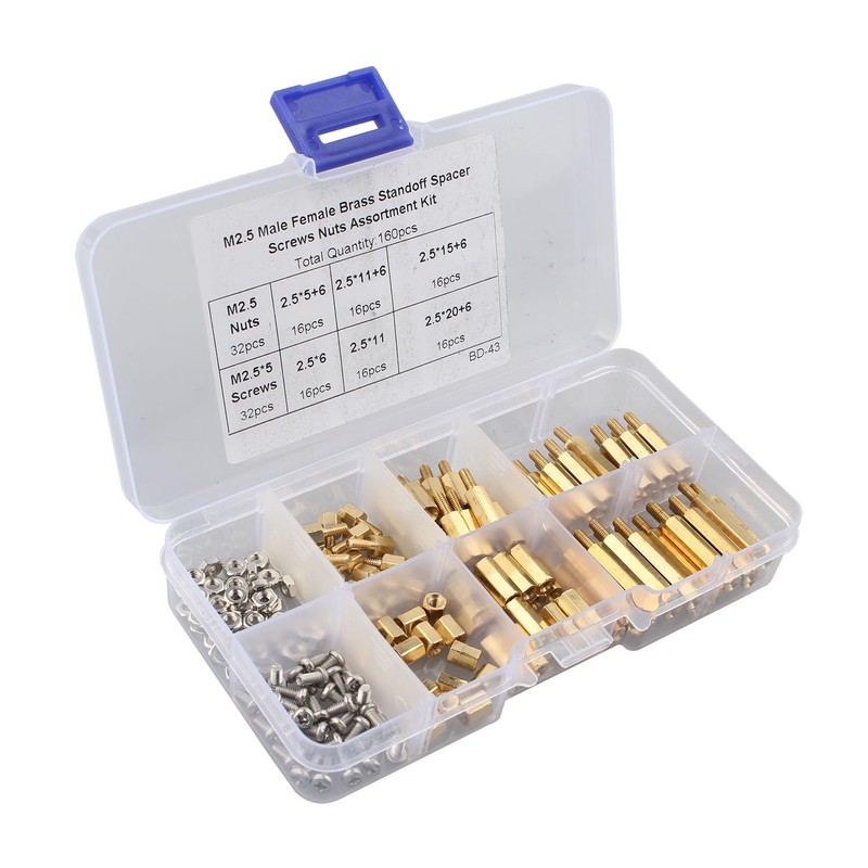 ZDE 160pcs M2.5 Series Male Female Hex Column Brass Standoff