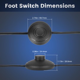 Hohnnyreet Foot Switch 5.9FT Extension Cord with On/Off Switch, AWG18 125V Two-Wire Extension Cord Polarized Plug Outlet, for Floor Lamp, Table Lamp, Christmas Tree Appliance. (2 PCS, 5.9FT/1.8M)