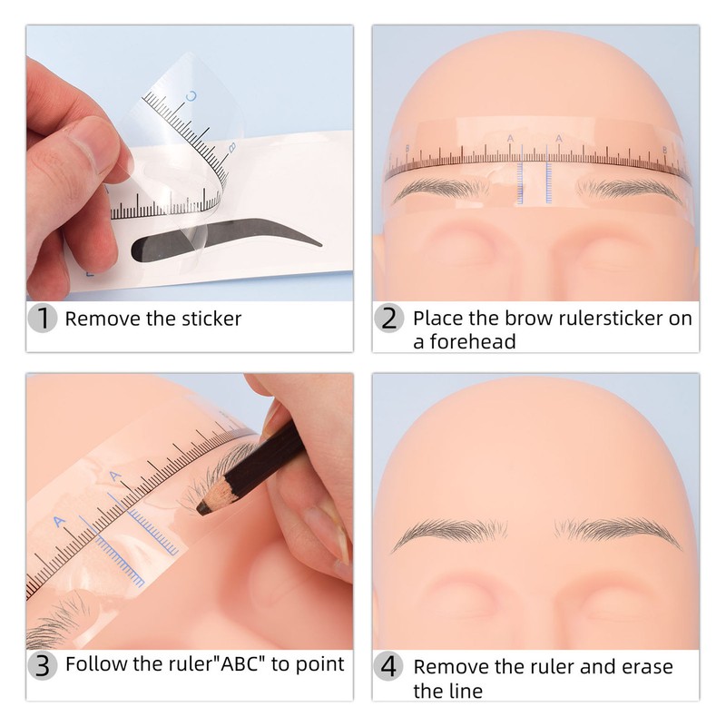 150PCS Eyebrow Stencil Ruler Clear Scale Transparent Eyebrow Shape Positioning