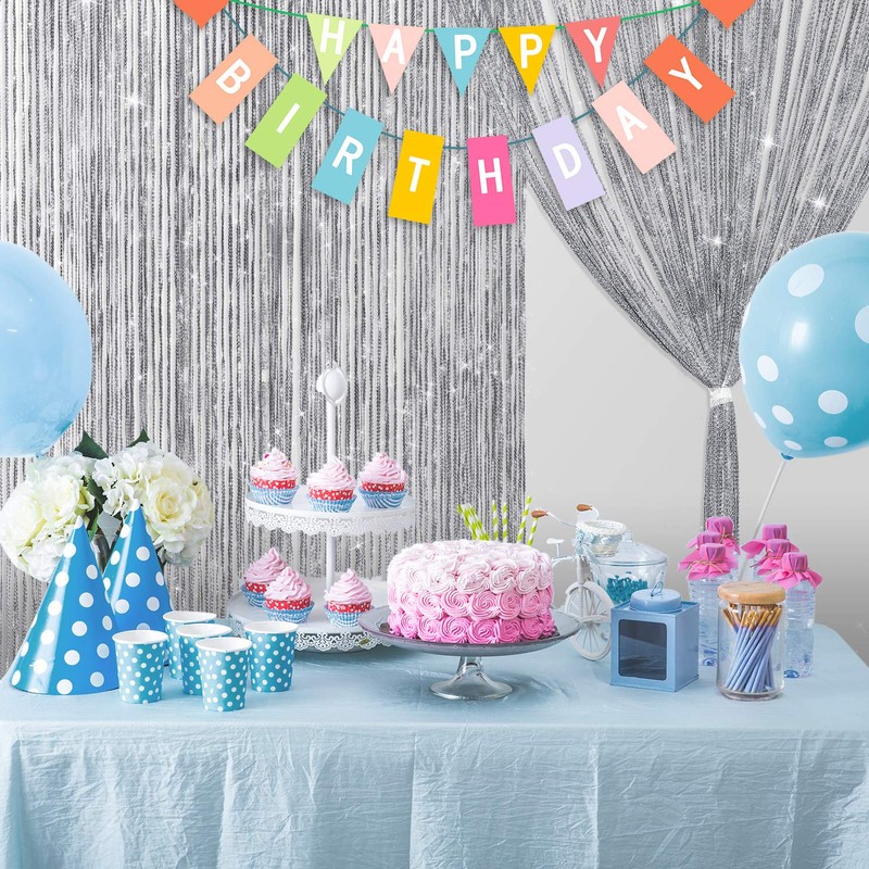 Sinmoe 2 Pieces Glitter String Curtain Panels Cotton String Curtain