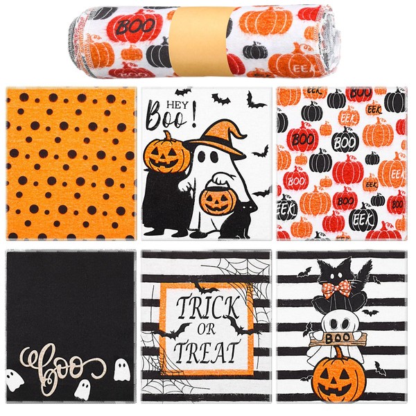 Mindsoft 36 Pcs Halloween Reusable Paper Towels Rolls Washable Bulk