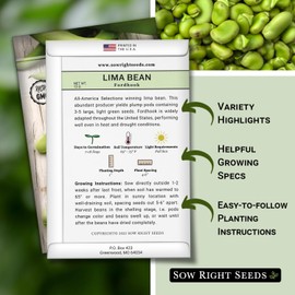 Sow Right Seeds - Fordhook Lima Bush Bean Seeds for Planting - Non-GMO Heirloom Packet with Instructions to Plant an Outdoor Home Vegetable Garden - Stringless Variety - Protein Packed Bush Bean (1)