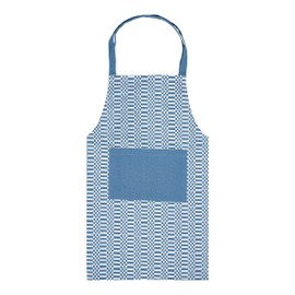 Penguin Home Apron,Chef Quality, Thokka Print,Colour - White & Blue,Plain woven contrast color pocket,Recycled cotton, Eco Friendly & Sustainable, Adjustable Neck Strap, Size - 70x80 cm