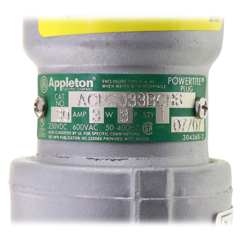 APPLETON ACP3033BCRS 30AMP Plug 3W-3P Style 1