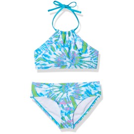 Kanu Surf Mahina - Traje de baño de 2 Piezas con Cuello Halter, UPF 50+, Camille Azul Claro, 3 Años