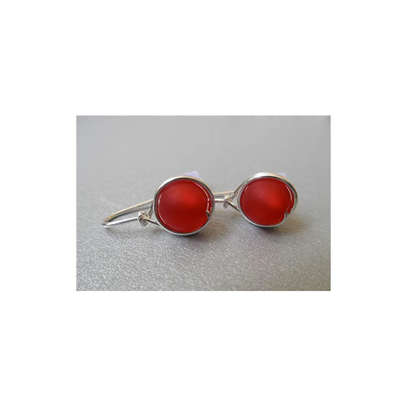 Earrings - Lollipop - Ruby - Silver-Plated