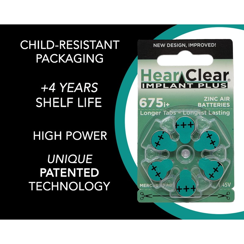Hear Clear Size 675P PR44SP Cochlear Implant 1.45V Hearing Aid