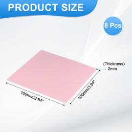 PATIKIL Thermal Pads 100x100x2mm, 8 Pack Silicone Cooling Thermal Pad for CPU GPU IC PCIe M.2 2280 SSD NVMe Heatsink, Pink