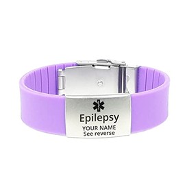 Epilepsy Bracelet for Emergency Medical ID Alert and Awareness Suit Epileptic Man Woman Child Teenager with Epilepsy (Purple Bracelet)