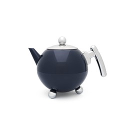Bredemeijer Large Blue Bulbous Double-Walled Stainless Steel Teapot 1.2 Litres - Insulating Jug for Tea - Longer Warm Tea Enjoyment