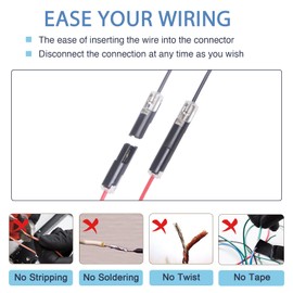 Brightfour Quick Disconnect Wire Connectors, Secure Low Voltage Wire Connector for 16-18 AWG, 12v Solderless Wire Connectors 1 Wire, 12 Pairs