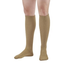 Ames Walker AW Style 185 E-Z Walker Sport 8-15 mmHg Mild Compression Knee High Socks Khaki Large