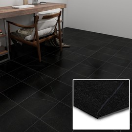 Black Peel and Stick Vinyl Floor Tiles, Self Adhesive Waterproof Vinyl Flooring Planks for Batheroom Kitchen Dining Room Bedrooms,20-Pack 12 x 12 inch Cover 20 Sq. F(Mable Black)