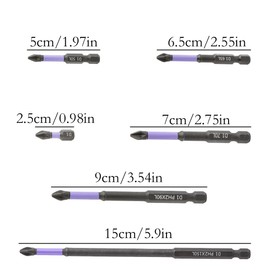 GroveEss 6Pcs Screwdriver Bits Set,D1 Anti Slip Phillips Bits Impact Driver Bits,Shock-Proof Cross Ph2 Screw Extractor Long Impact Driver Head 150mm 90mm 75mm 65mm 50mm 25mm