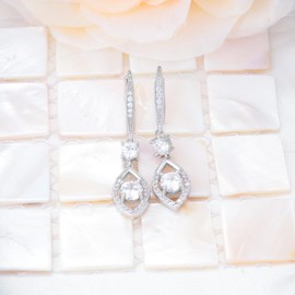 Sterling Sliver Teardrop Leverback Earrings for Women Hypoallergenic Fashion Waterdrop Sparkling Cubic Zirconia Leverback Earrings