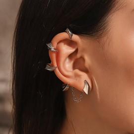 1 Pcs Punk Devil Ear Cuff Earrings for Women Men Gothic Dragon Claw Cartilage Ear Wrap Earring Vintage Non-Pierced Demon Earrings Jewelry Accessories