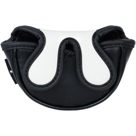 Golf Mid Half Mallet Putter Head Cover Magnetic Closure Centre-shaft Club Protector Black&White PU Leather The Golf-Father Gift