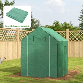 Outsunny Walk-in Greenhouse Replacement Cover for Model 01-0472 with Roll-up Door and Mesh Windows, 55"x56.25"x74.75" Reinforced Anti-Tear PE Hot House Cover (Frame Not Included), Green