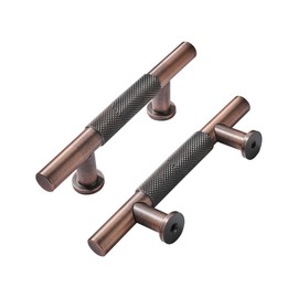 khtumeware 10 Pack 3 Inch(76mm) Drawer Handles Knurled Brushed Antique Copper Cabinet Pulls Drawer Pulls Kitchen Hardware Kitchen Handles for Cabinets Cupboard Handles