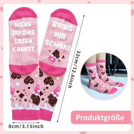 QZOSZ Small Gifts for Women Socks with Saying "WENN DU DAS LESEN KANNST BRING MIR SCHOKI Birthday Valentine's Day Gift for Her Wife Funny Socks Anniversary Wedding Anniversary Gifts for Women, pink