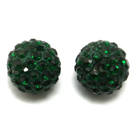 RUBYCA Pave Czech Crystal Disco Ball Clay Beads fit Shamballa Jewelry (20pcs, 12mm, Emerald Green)