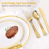 iMounTEK 175pcs Disposable Dinnerware Set Gold Plastic Plates for Wedding