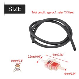 Fuel Filter, Square Fuel Filter Kit, Gas Inline Fuel Line with Hose Line Clamp for Motorcycle Scooter 6mm 1/4 inch (Red), Fuel System,Pipe,Wire Harness