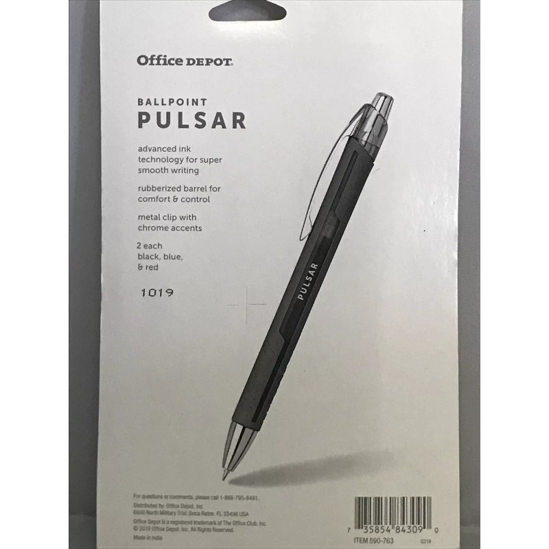 Foray O.D.- Pulsar Retractable Ballpoint Pens, 0.8 mm, Medium Assorted
