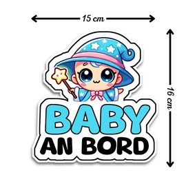 Baby on Board Sticker Car, Baby Wizard Car Sticker, Baby on Board Sticker 16 x 1 cm Weatherproof and UV-Resistant Sticker Car, Sticker Baby and Car Baby for Safe Drives with Your Child