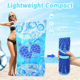 2 PCS Microfibre Beach Towels for Adults, Extra Large Quick Dry Towel with Double Side Print Sand Free Lightweight Travel Towel for Adults Women Men Beach Essentials Accessories, 180 × 90 cm(05)