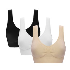 Women's Comfort Workout Sports Bra Low-Impact Activity Sleep Bras Pack of 3 3XL