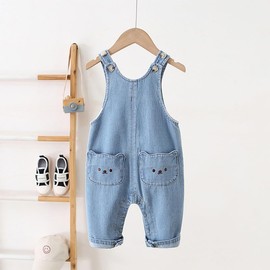 LAEMILIA Baby Girls Boys Dungarees Toddler Denim Overalls Cotton Sleeveless Jumpsuit with Pockets Cute Bear Summer Playsuit for Unisex Babies Kids Age 3 Months - 6 Years