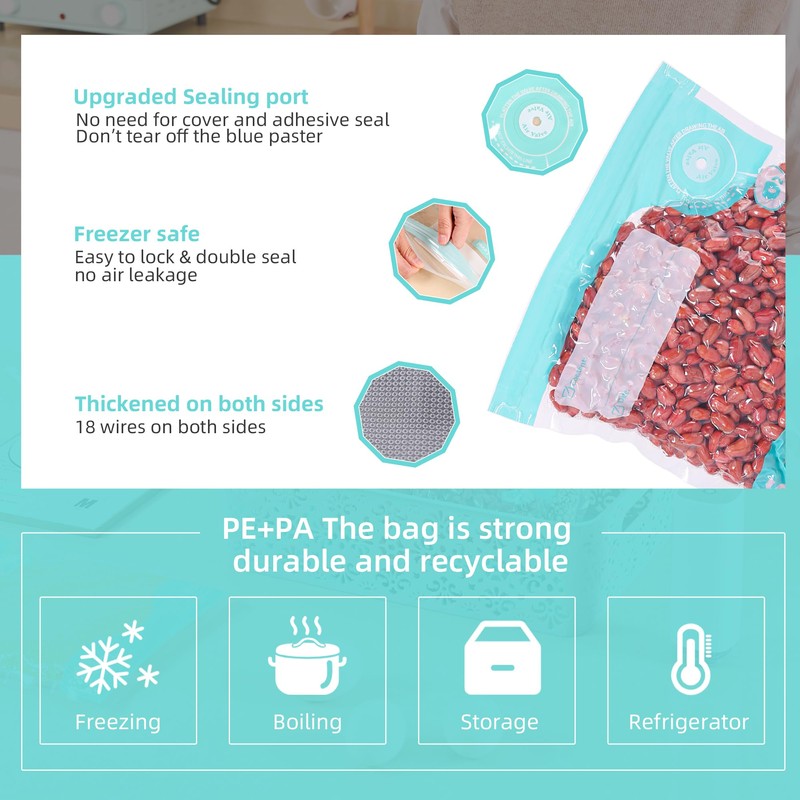 Sous Vide Bags Reusable, Vacuum Food Storage Bags 15 pcs