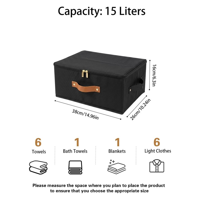 Tuza 3 Pack Foldable Storage Bin with Lid, Heavy-Duty Fabric