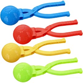 Vicketoy 4 PCS Snowball Maker Clips for Kids, Soccer Shaped Snow Ball Maker Clips Plastic Snow Mold Toys, Perfect for Outdoor Indoor Winter Snowball Fight Maker Tool Beach Sandbox Toy (Soccer)