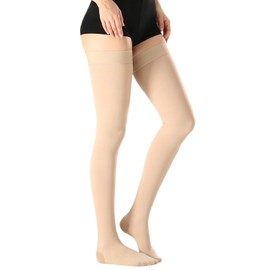 ZOECALA Closed Toe Thigh High Medical Compression Stockings for Women & Men 20-30 mmHg Firm Support Graduated Compression Hose Socks for Treatment Varicose Veins Swelling