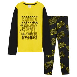 CityComfort Children's Gaming Pyjamas Set, Teenagers, Boys and Girls, black/yellow