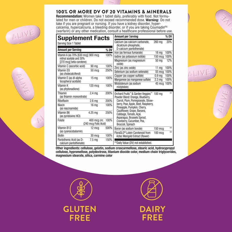 Alive! Women's Energy Complete Daily Multivitamin Tablets, 50 Count