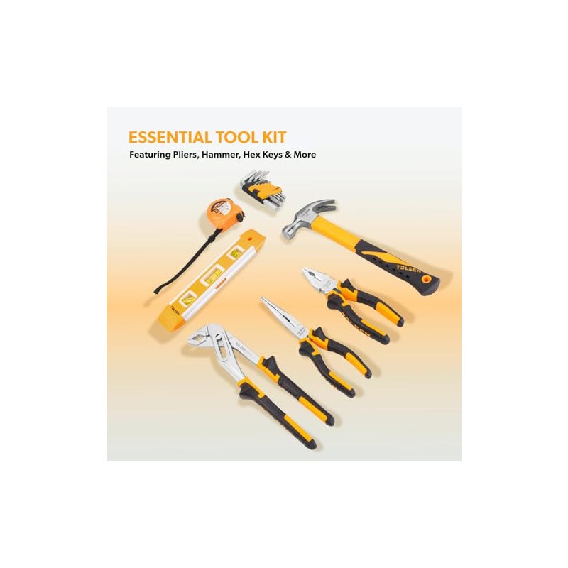 TOLSEN Tool Set Home Mechanic Tool Kit, Screwdriver,Hammer, Ratchet, Drill