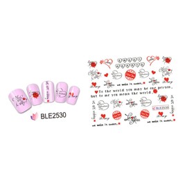 Mikinona 4pcs Women Nail Art Sticker Decal Set Heart Nail Stickers for Valentine's Day