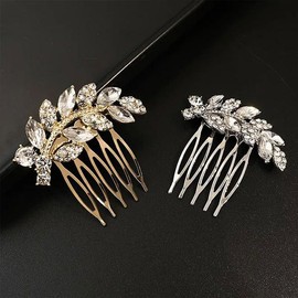Bridal Hair Comb Set – 3 PCS Wedding Hair Combs with Rhinestones, Silver Hair Pieces, Crystal Wedding Hair Clips, Sparkling Bridal Accessories for Brides, Bridesmaids, Women, and Girls