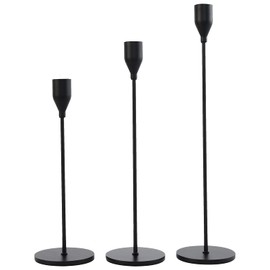 Denique Candle Holders, Set of 3, Taper Candle Holders for Candlesticks, Wedding Decorations Table Centerpieces for Wedding, Dinning, Party, Interior Decorating (Matte Black)