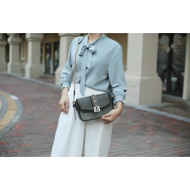 MKF - Bolso bandolera para mujer - piel PU Lady Pocketbook - Bolso bandolera lateral, correa de cadena de hombro, Marino, M