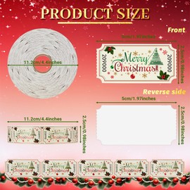 1000 Pieces Merry Christmas Roll Raffle Tickets Single Roll Carnival Raffle Tickets Drink Meal Tickets Decorations for Carnival Theme Party Events Games Door Prizes Concert