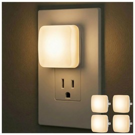 Lights by Night Mini Square LED Night Lights Plug Into Wall, Dusk to Dawn Sensor, Compact, Ambient Lighting, for Kids or Adults, Bedroom, Bathroom, Nursery, Hallway, 4 Pack, 82488
